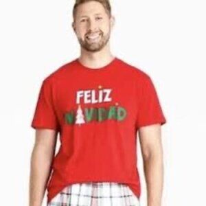LOTWondershop Feliz Navidad Crew Neck Short Sleeve Loungewear Pajama Sleep Top M